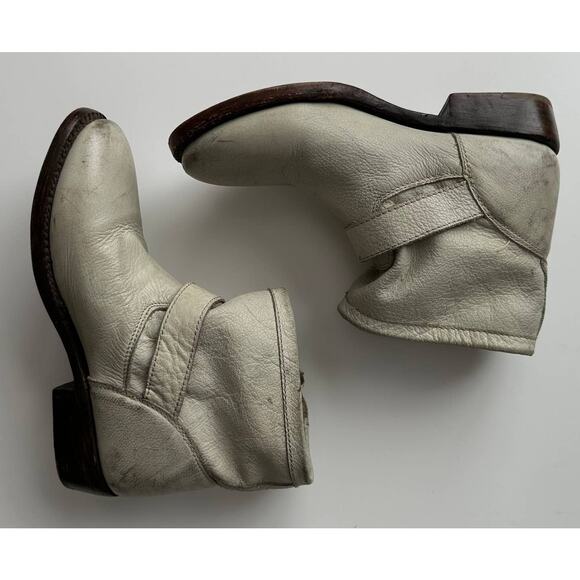 ASH Handmade Distressed Moto Buckle Slouch Grey White Ankle Boots EU37 US 6 - Picture 2 of 7